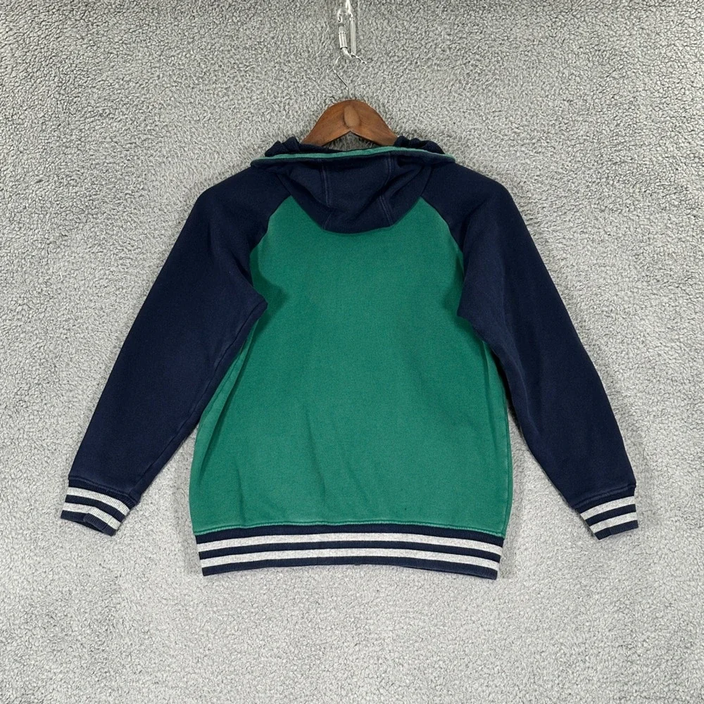 Gymboree Hoodie Kids L 10-12 Green Navy Blue Varsity Striped Zip Up Good